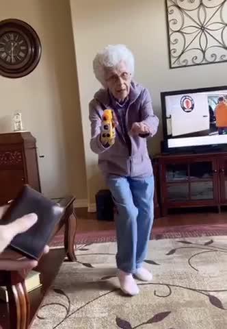 Grandma Mock Robs Grandson Threatening Him With Nerf Gun