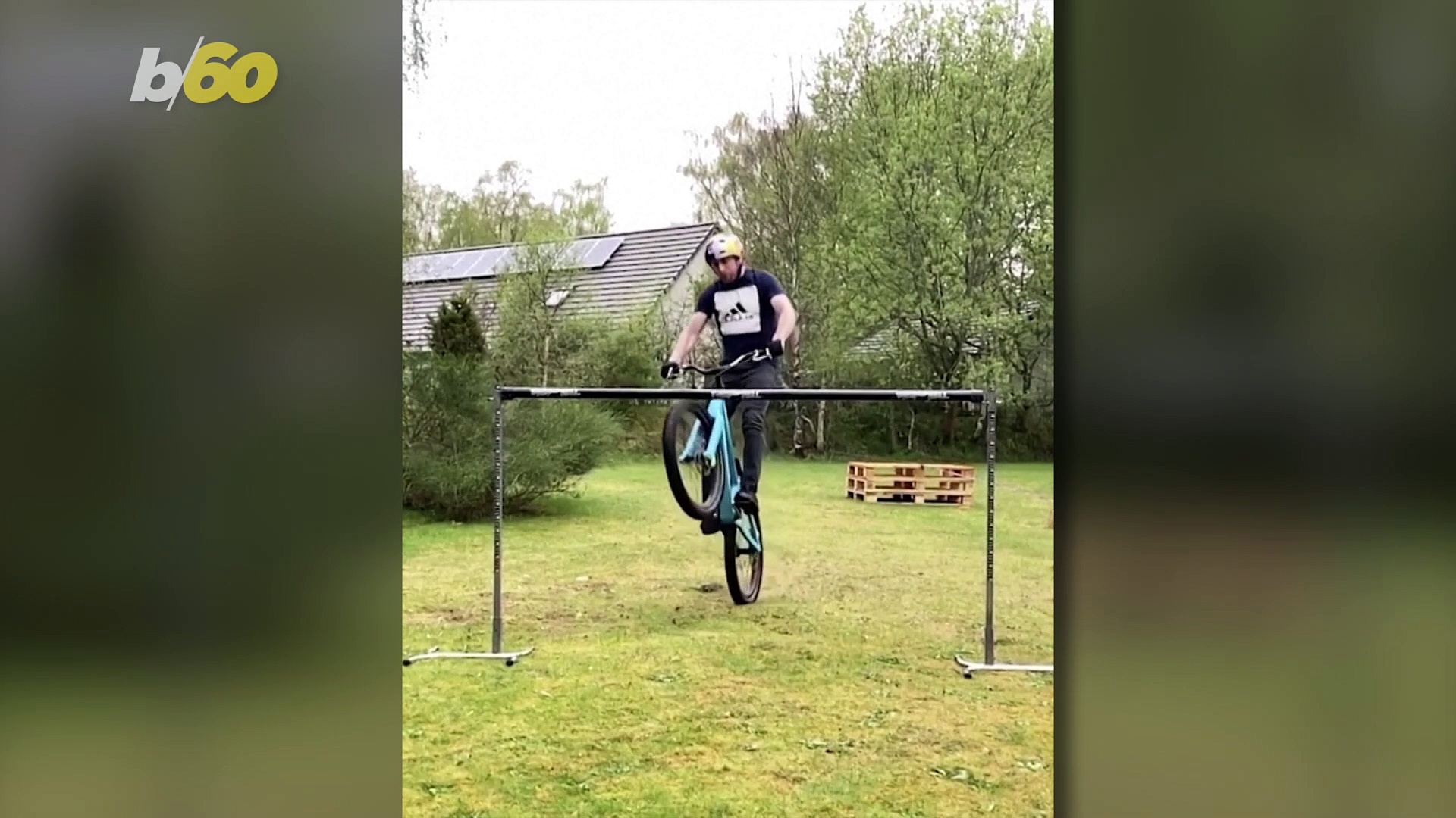 Vicious Cycle! Fun Footage Shows Cyclist in Home Garden Doing Stunts & Tricks!