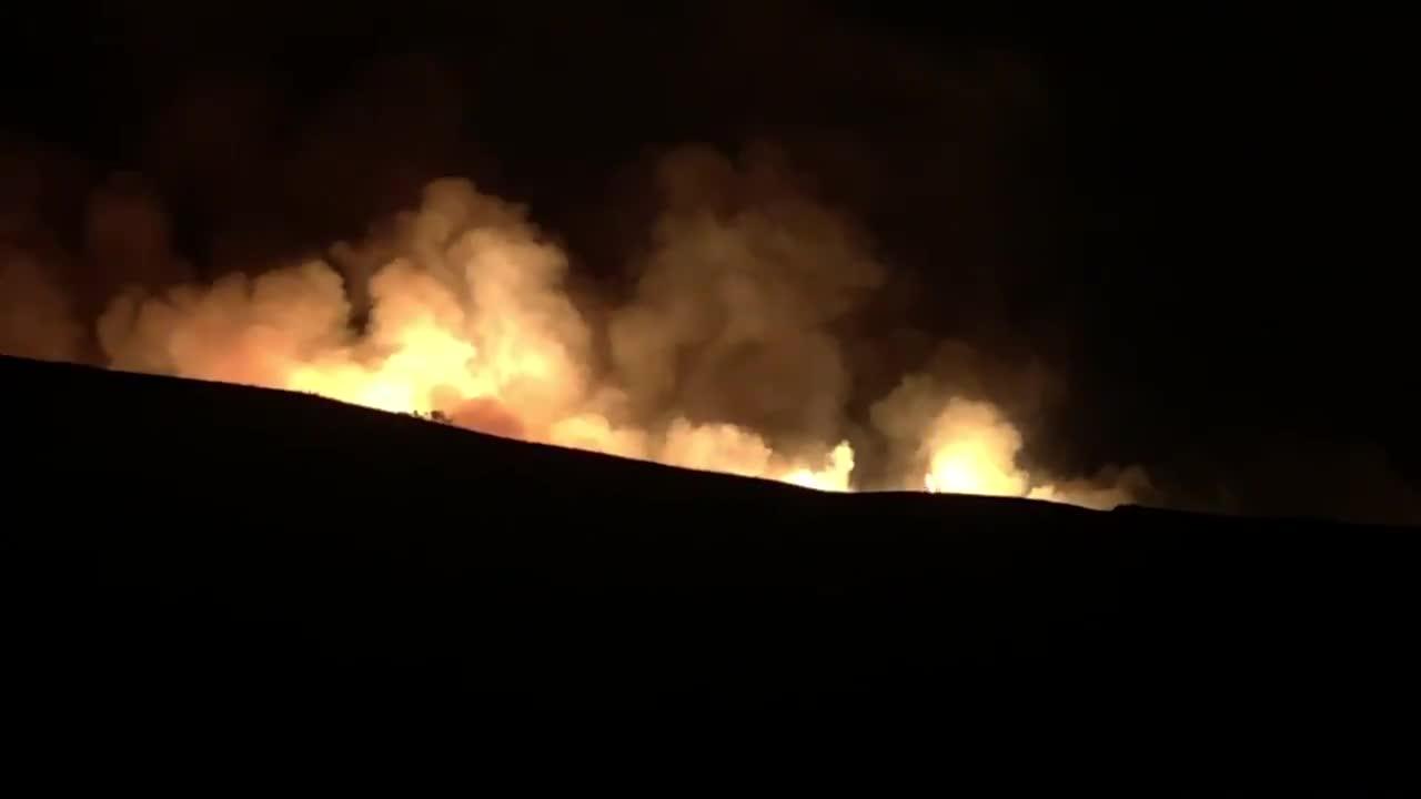 Wildfire Causes Explosions When it Hits Power Lines