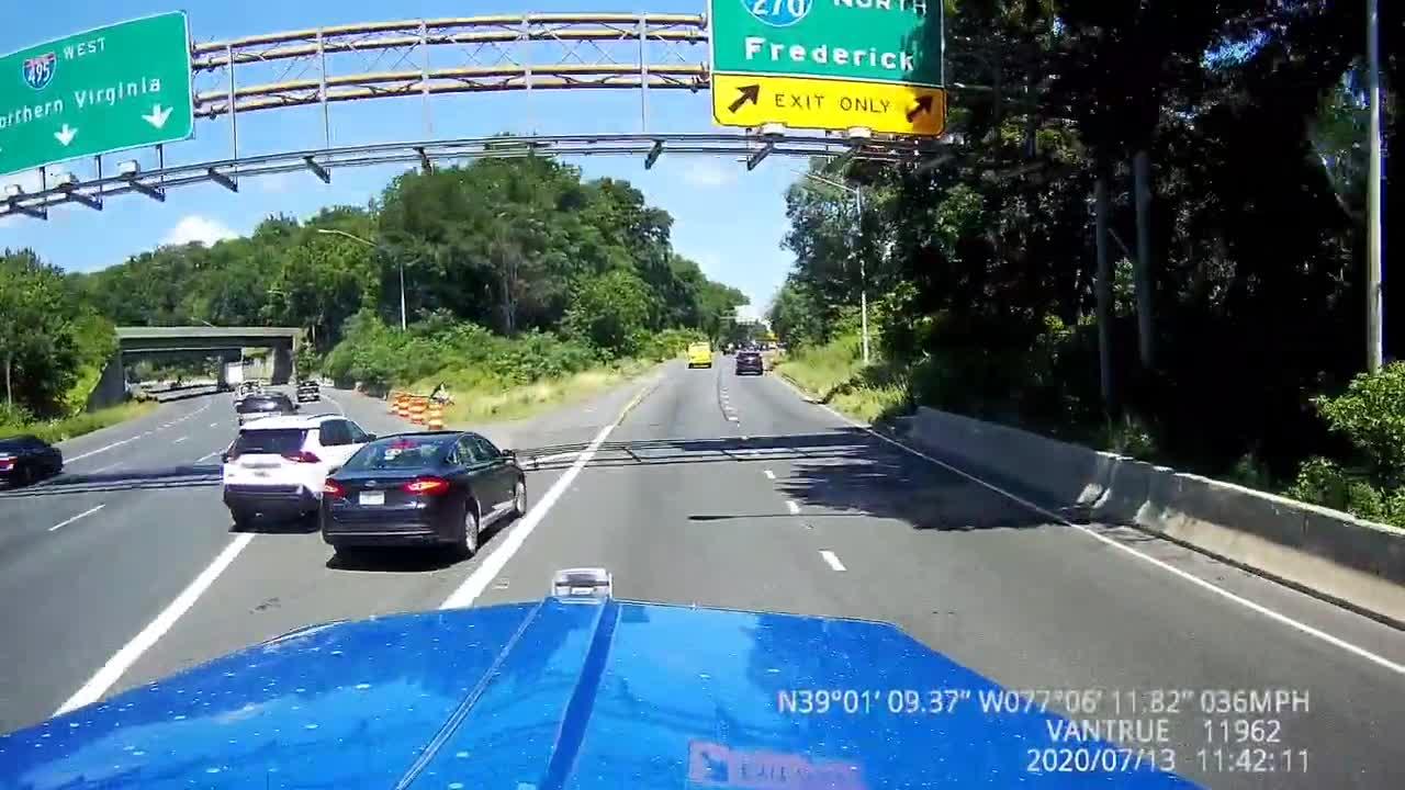 Confused Car Driver Changes Lane Dangerously at end Moment