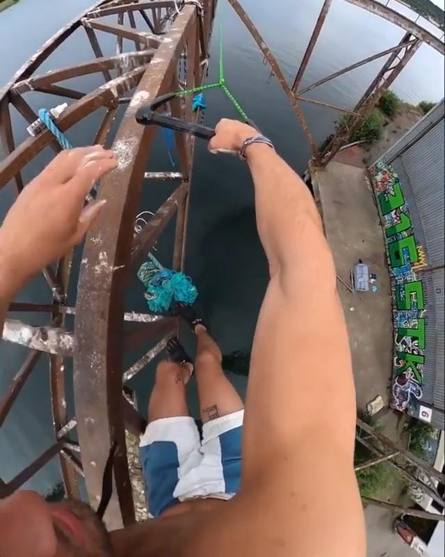 Guy Performs Trick From Rope Swing 53 Feet Above Ground