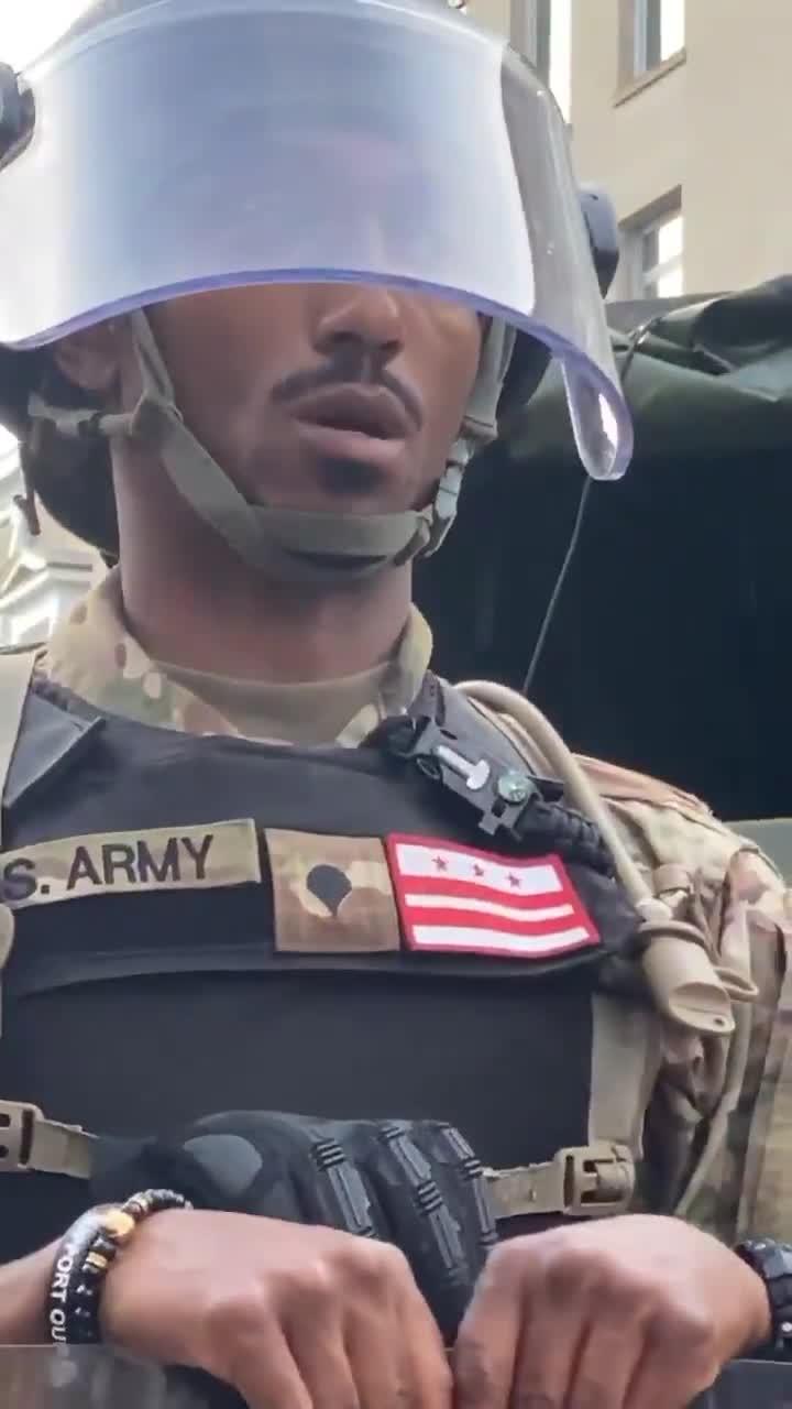 National Guardsman Murmurs Chants Along With BLM Protestors in Washington D.C.