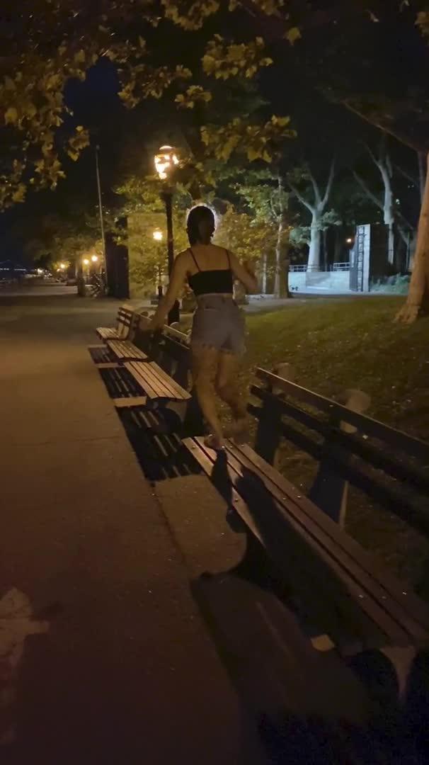 Girl Fails While Hopping From one Bench to Another