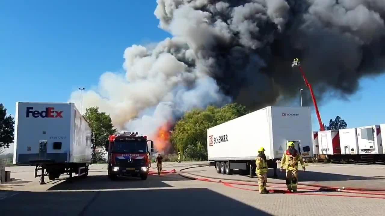 Smoke and Flames Engulf the Sky as Fire Breaks Out in a Junkyard in The Netherlands