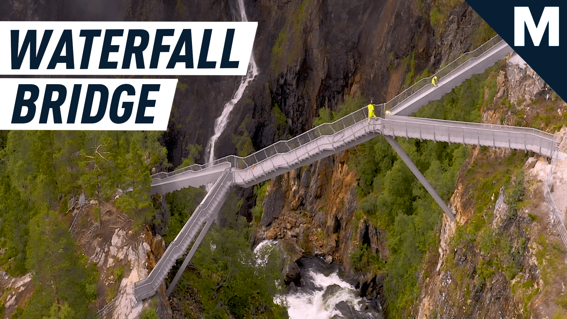Walk over a waterfall on this breathtaking bridge in Norway
