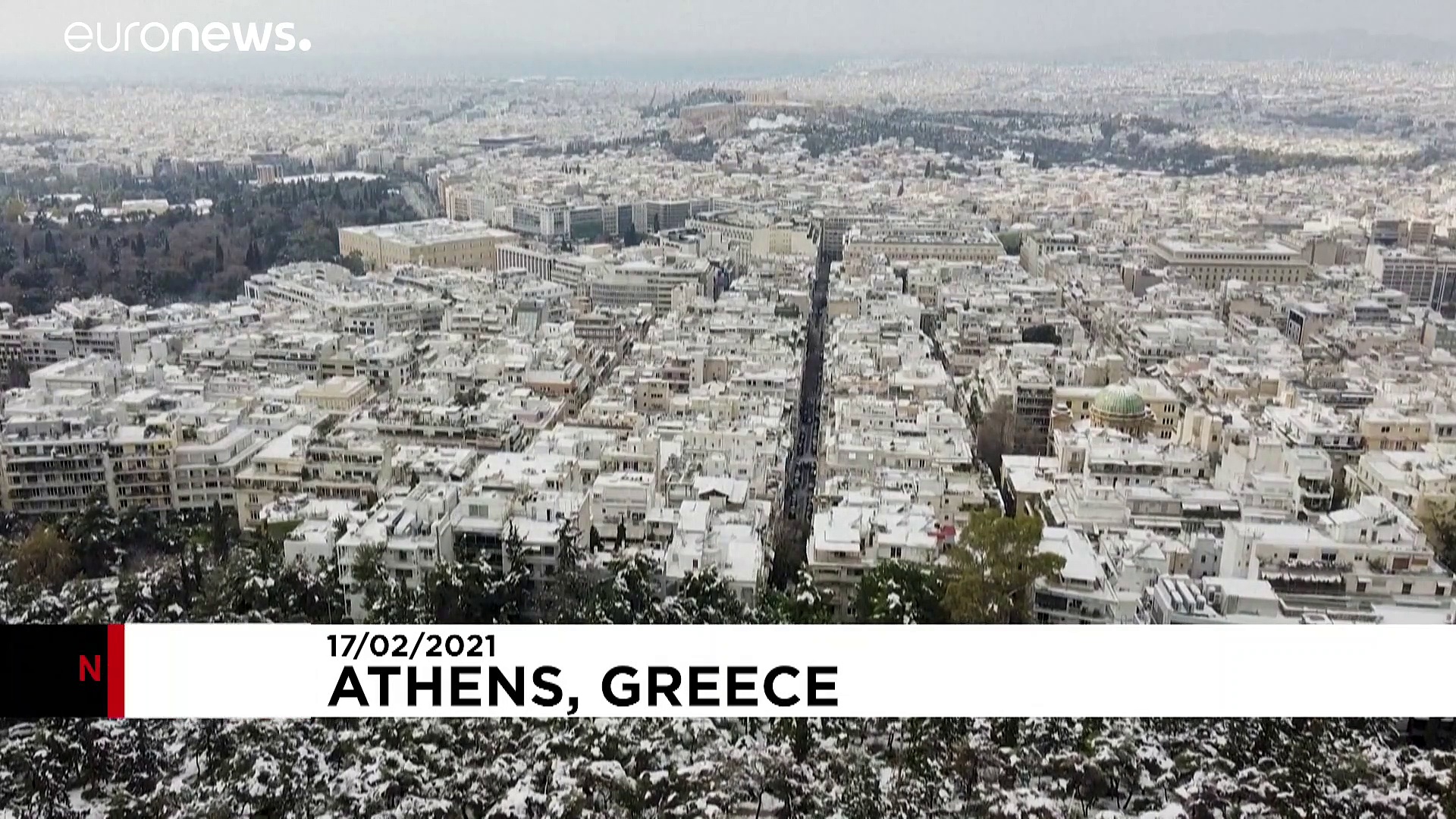 Drone Footage Captures The Rare Sight Of Snow In Athens 
